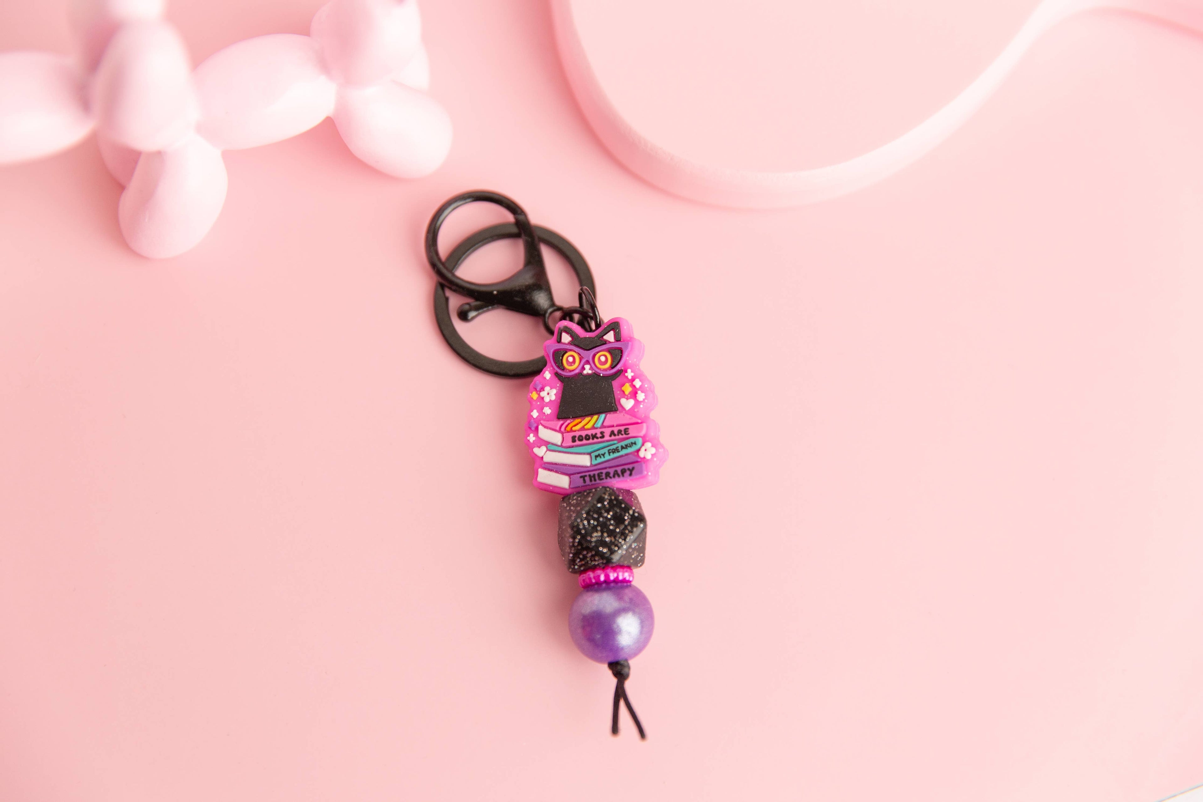Books Are My Therapy Keychain  