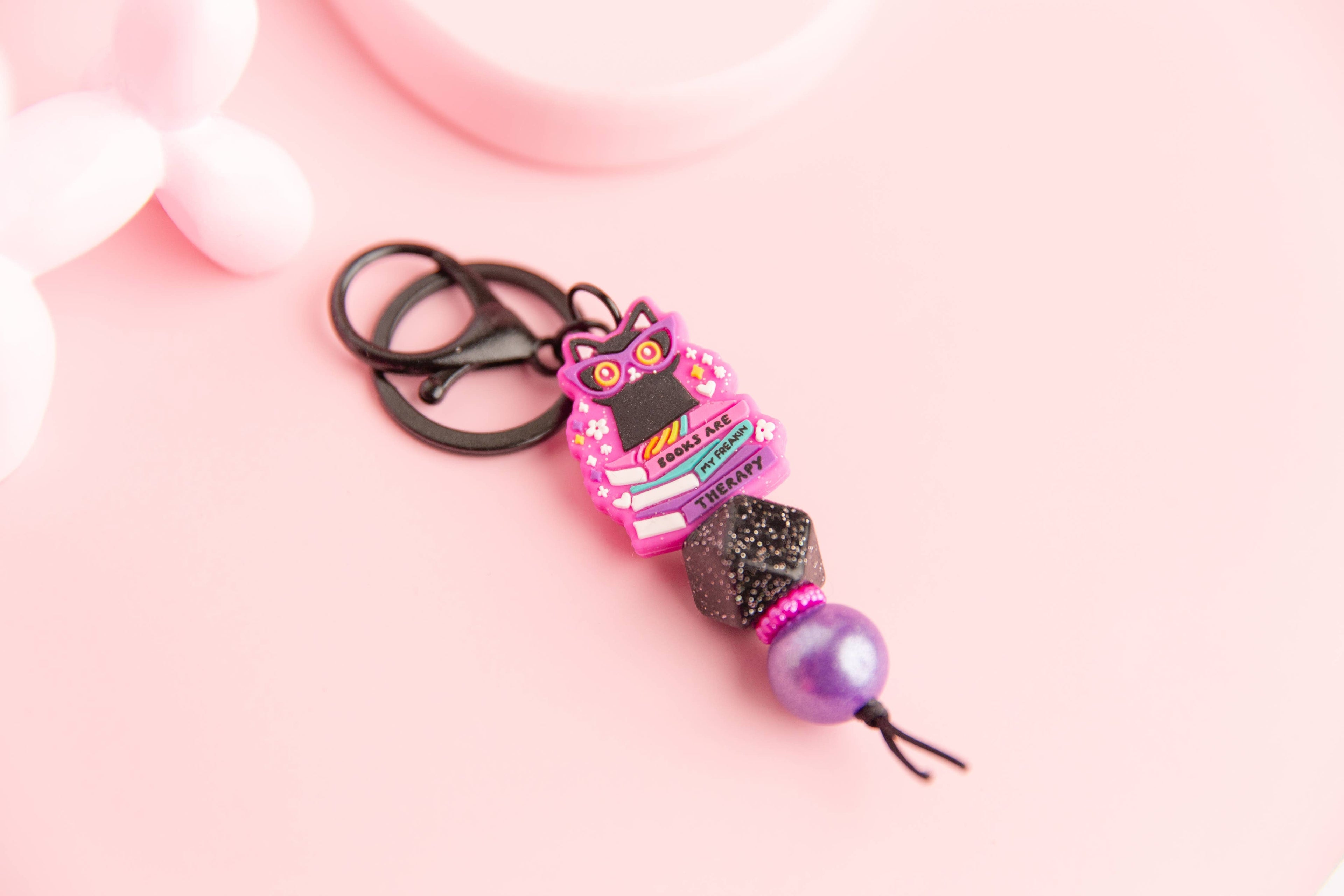 Books Are My Therapy Keychain  