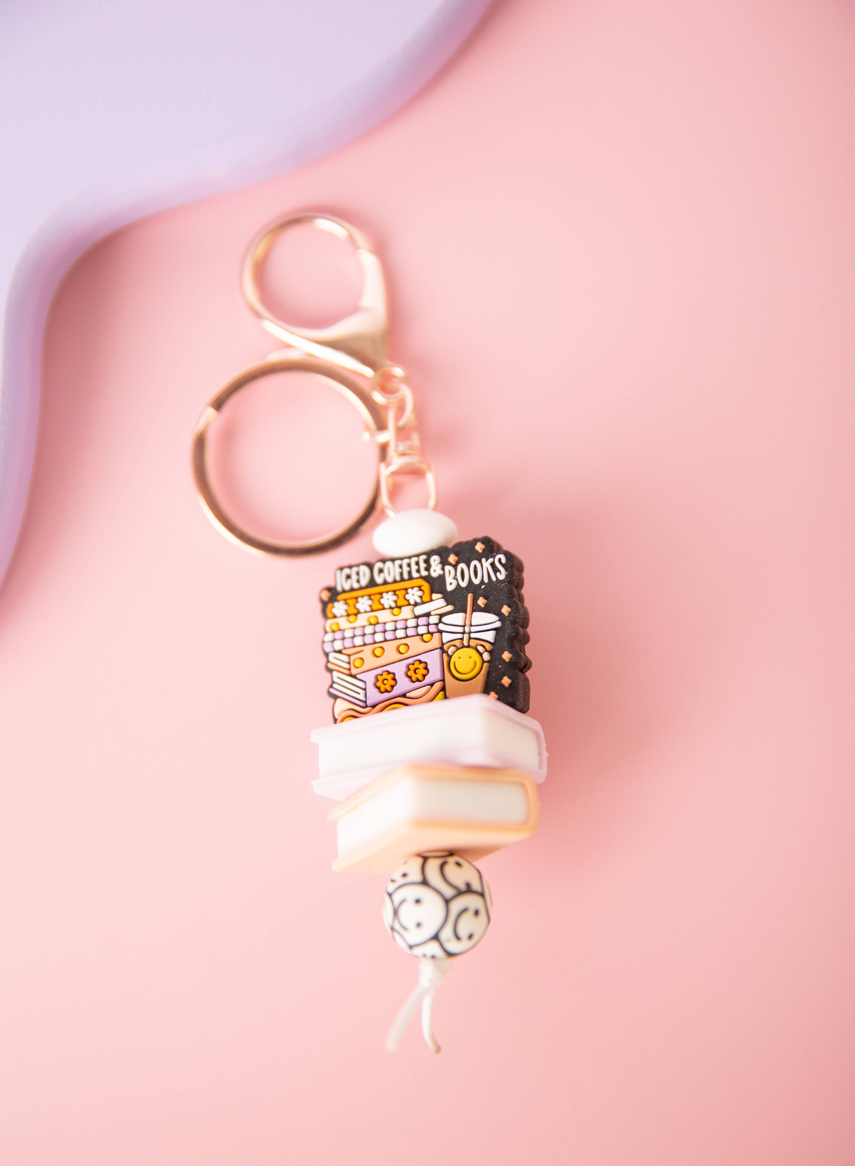 Iced Coffee & Books Keychain 
