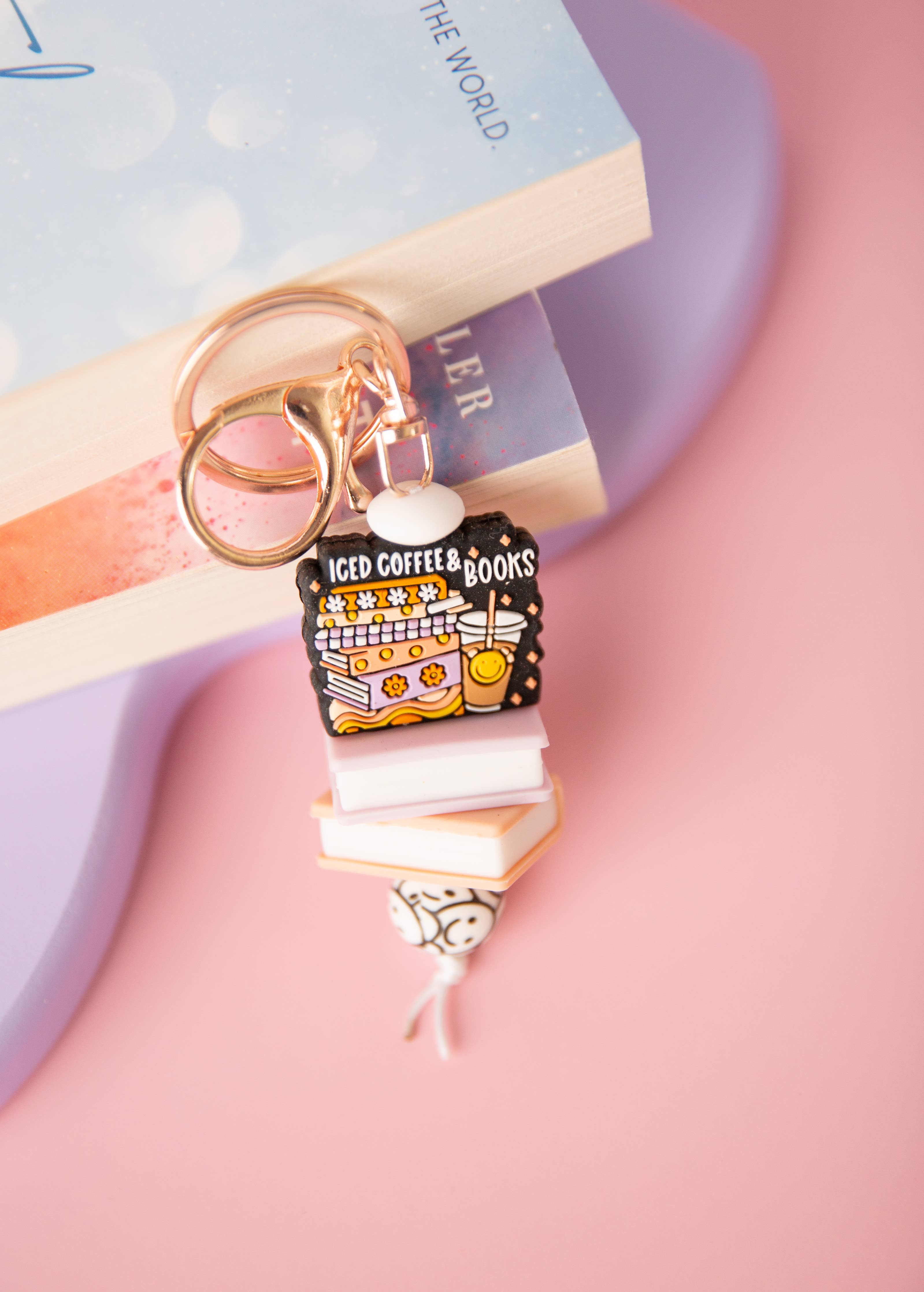 Iced Coffee & Books Keychain 