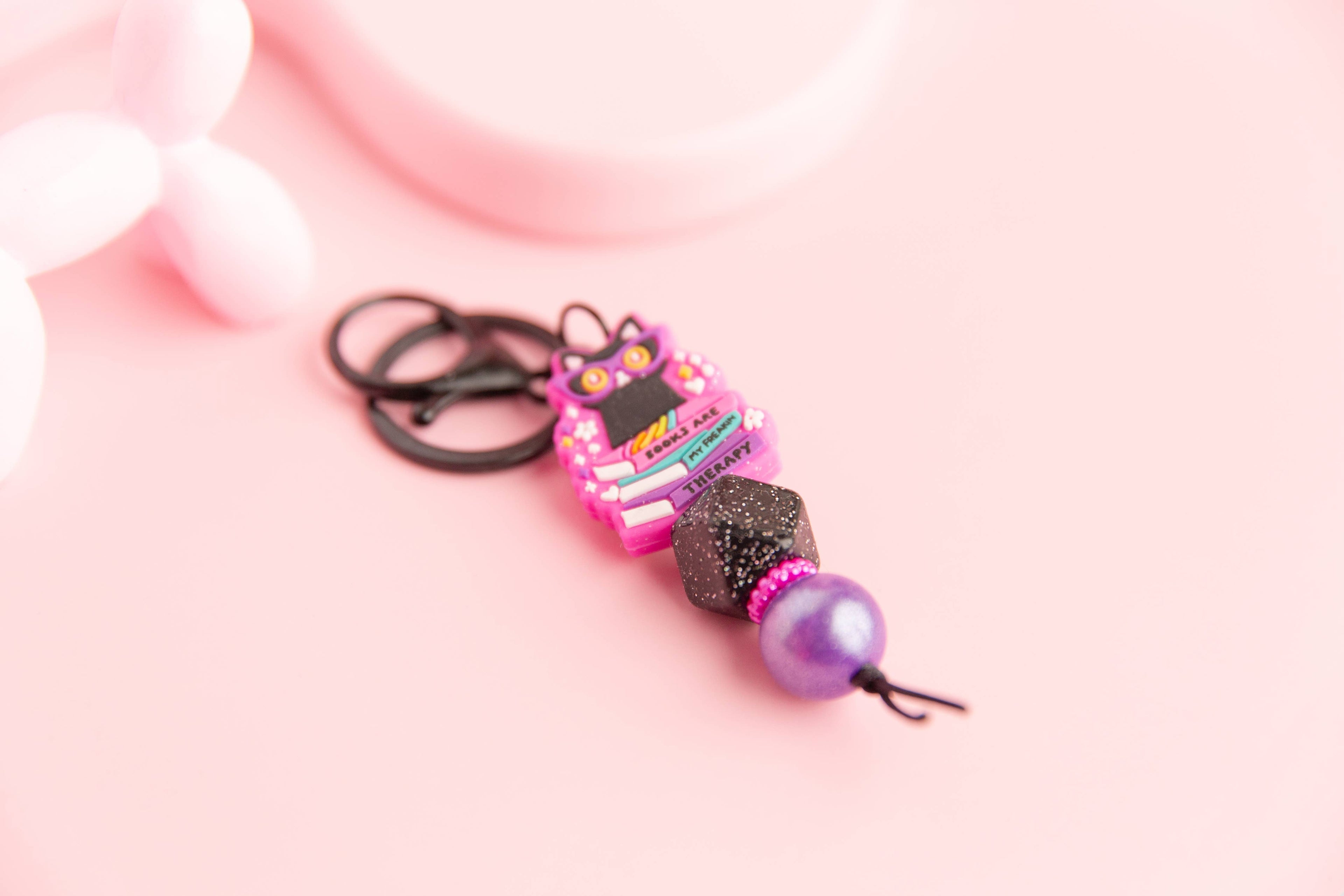 Books Are My Therapy Keychain  