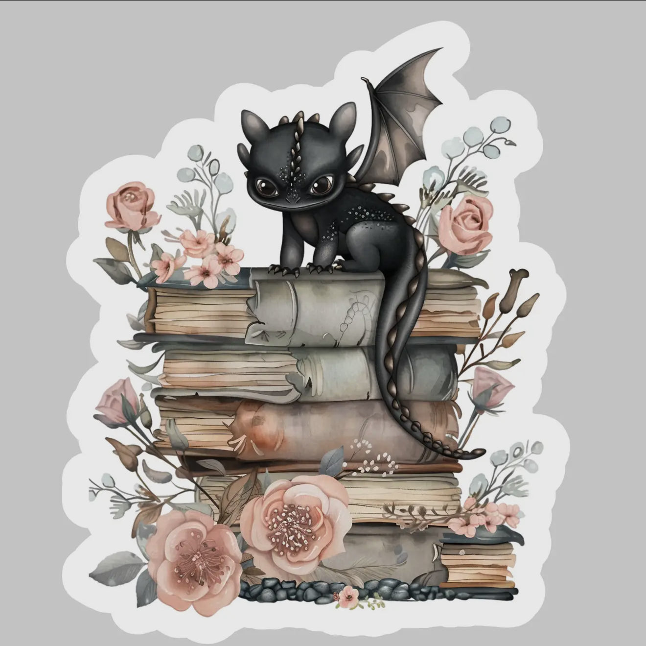 Dragon With Flowers Sticker