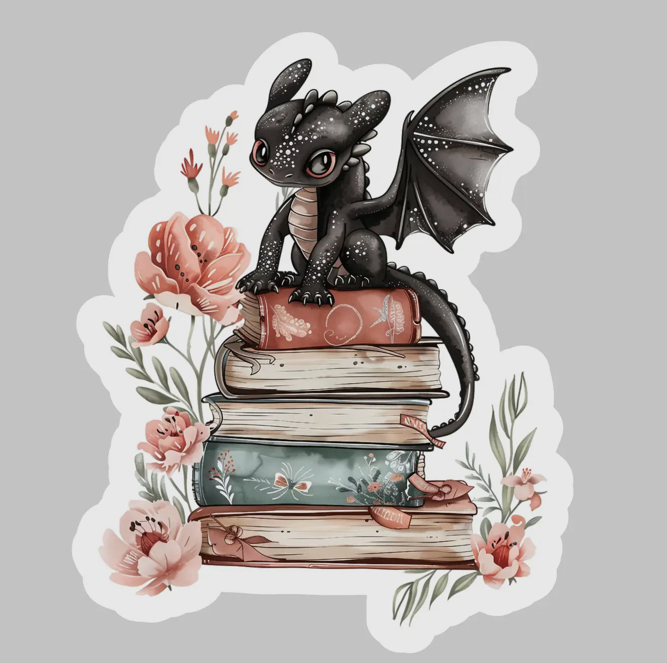 Dragon on Books Sticker