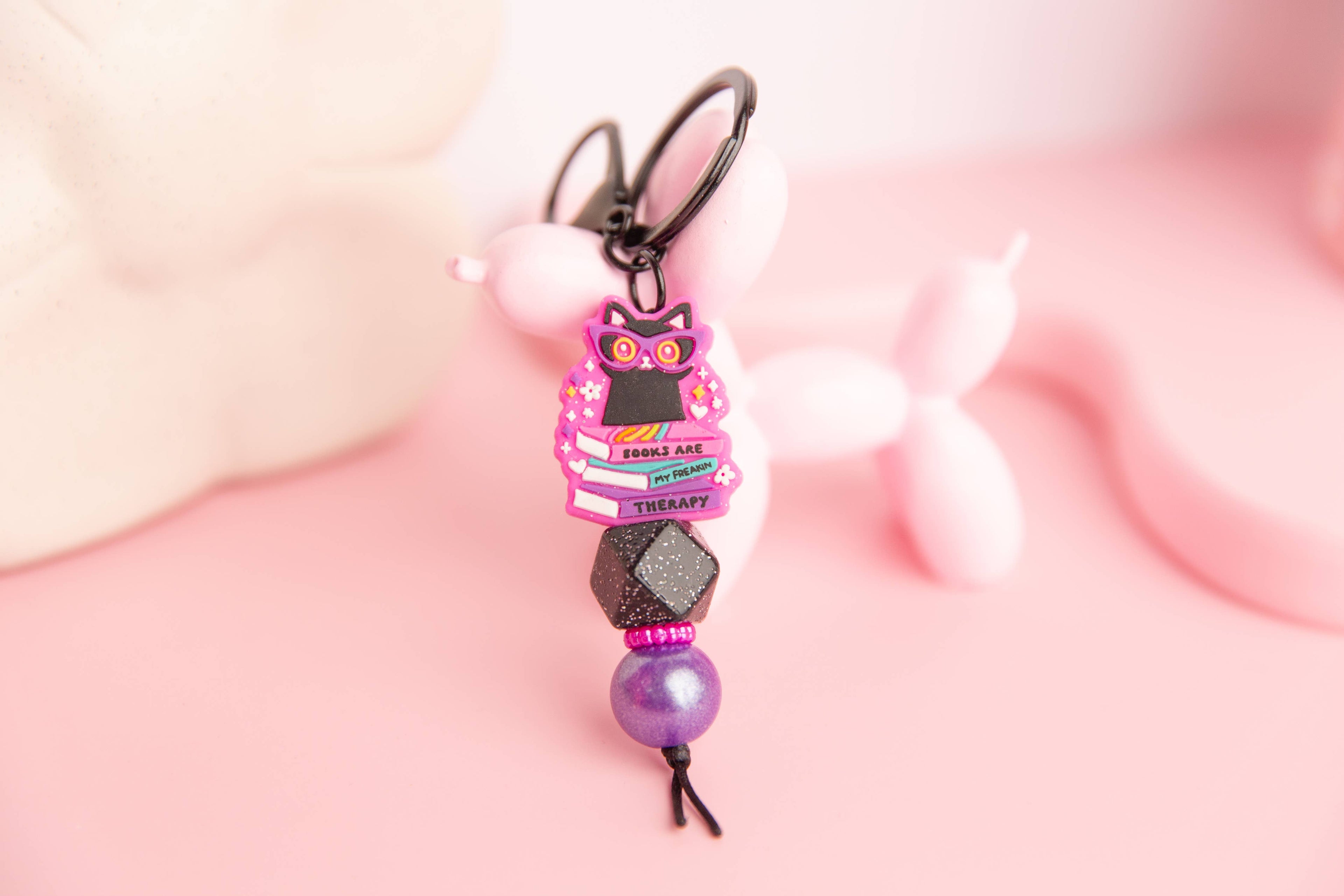Books Are My Therapy Keychain  